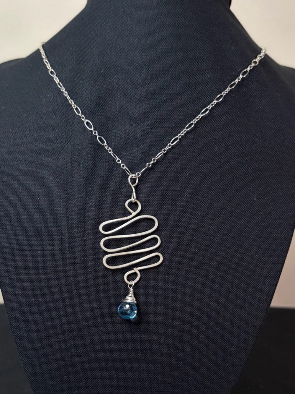 Sterling Silver and London Topaz Artisan Crafted Necklace